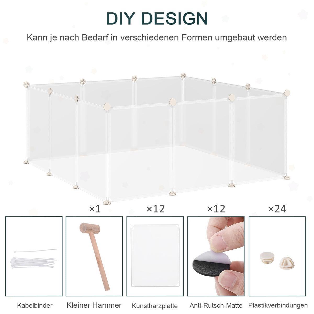 Outdoor Enclosure Diy Mesh Enclosure Small Pets 12 Panels Indoor White 105X105X45Cm