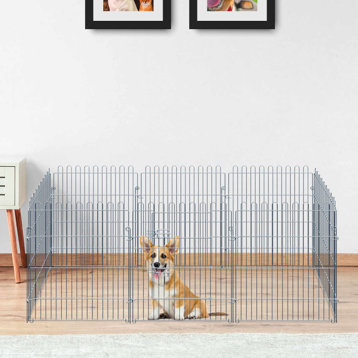 Outdoor Enclosure For Puppies, 8-Part Puppy Run & Playpen, 63X76 Cm, Safe & Stable
