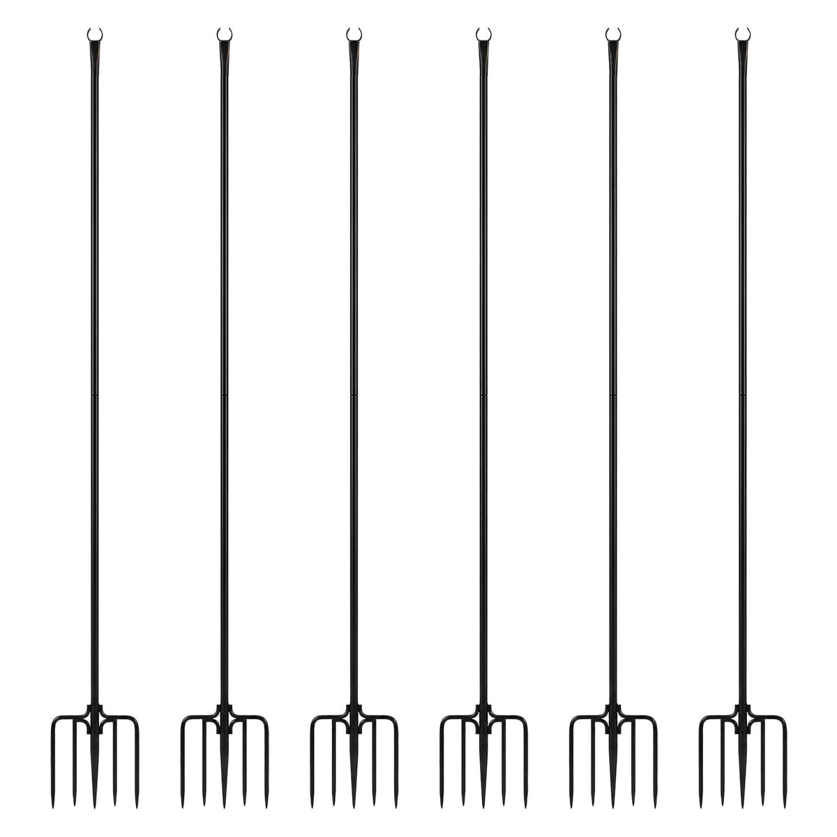 Outdoor Fairy Light Poles, 3m, Black, 6 Pack