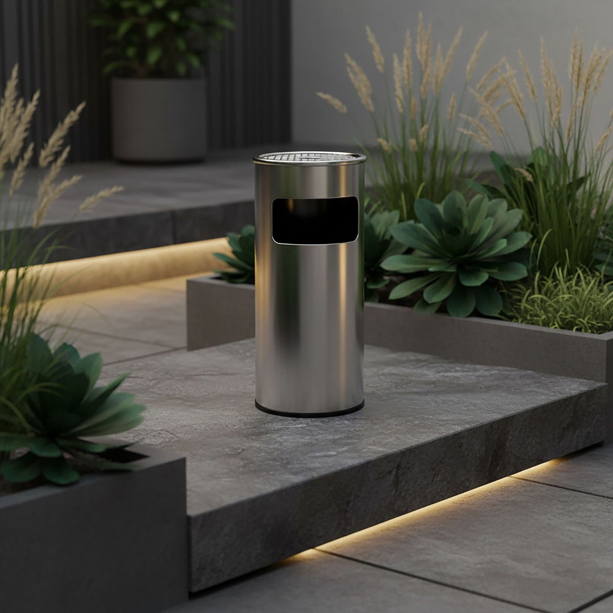 Outdoor Floor Ashtray, 30L Bin, Removable Bucket