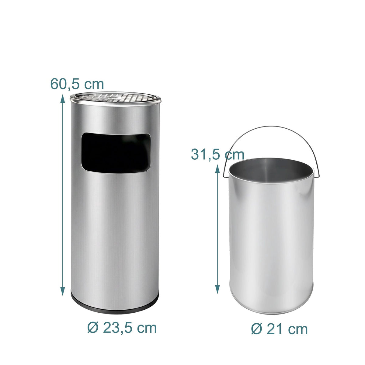 Outdoor Floor Ashtray, 30L Bin, Removable Bucket
