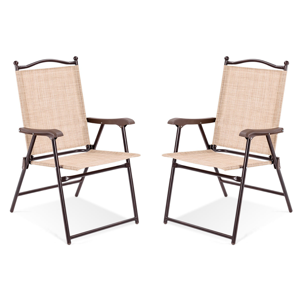 Outdoor Folding Patio Chairs Set of 2 with Armrests