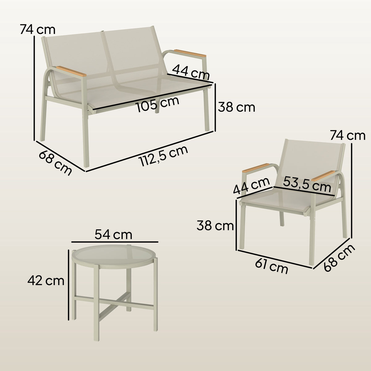 Outdoor Furniture Set for 4, Metal, Green, Includes Table