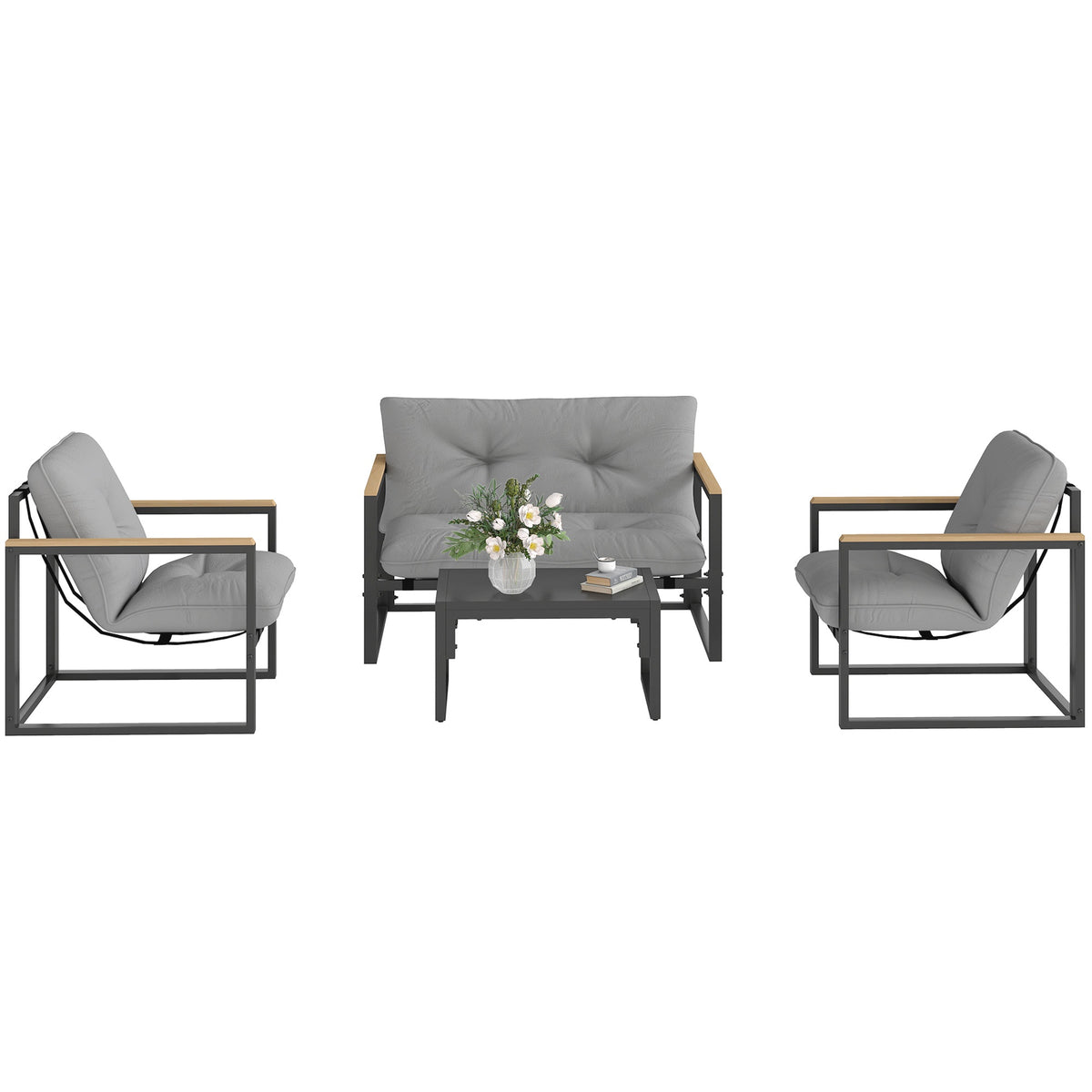 Outdoor Furniture Set for 4, Weatherproof, Light Grey