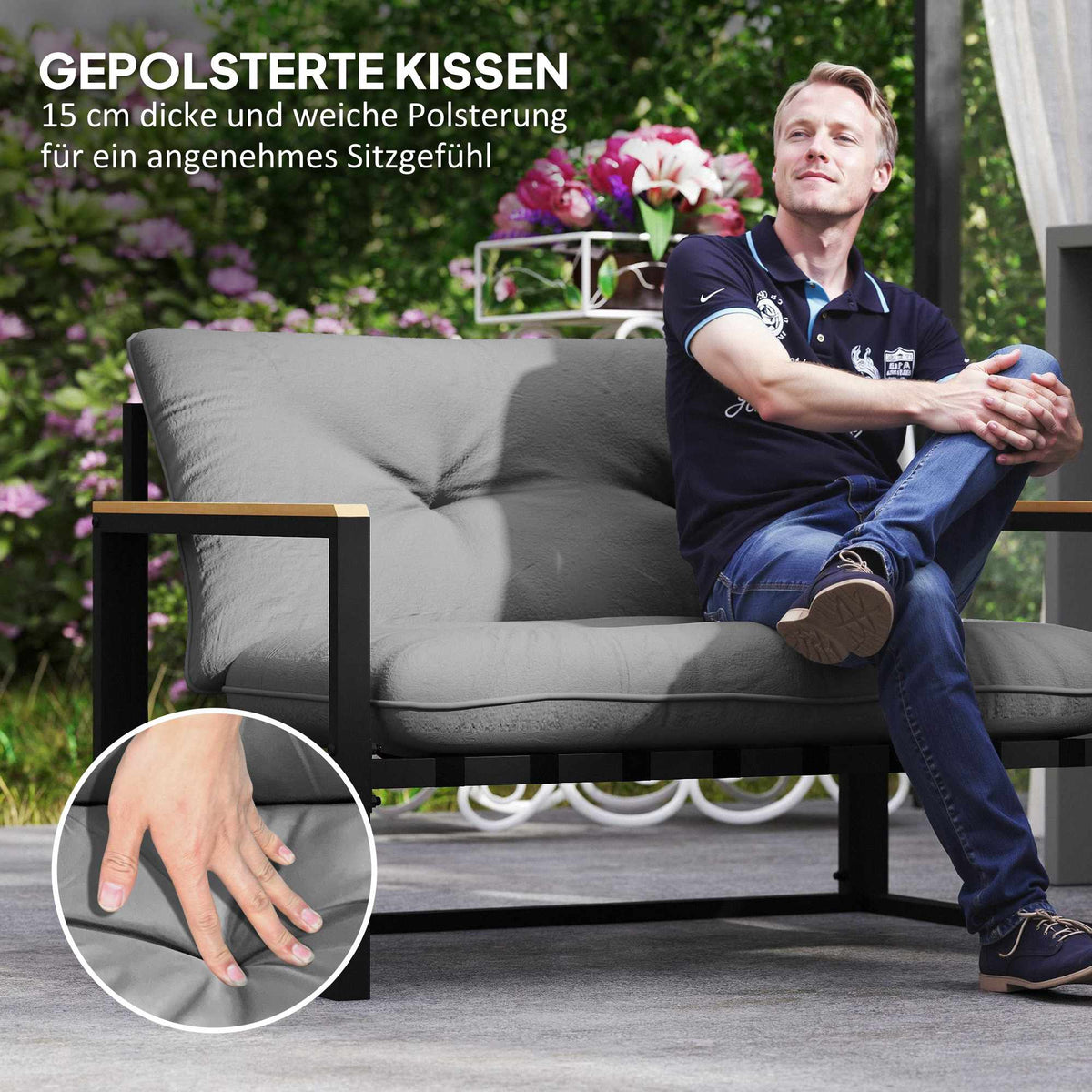 Outdoor Furniture Set for 4, Weatherproof, Light Grey