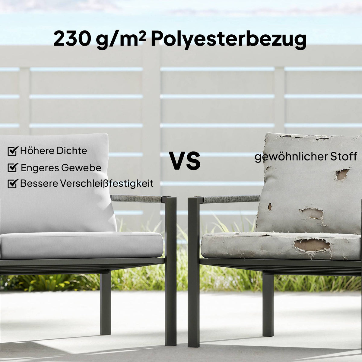 Outdoor Furniture Set for 4, Weatherproof, Light Grey
