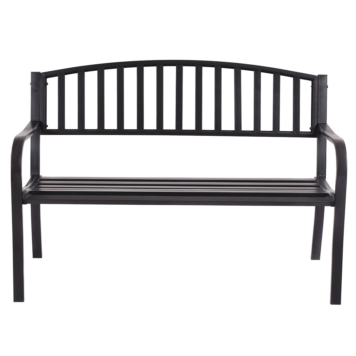 Outdoor Garden Bench, 50 Inch Steel Frame, Black