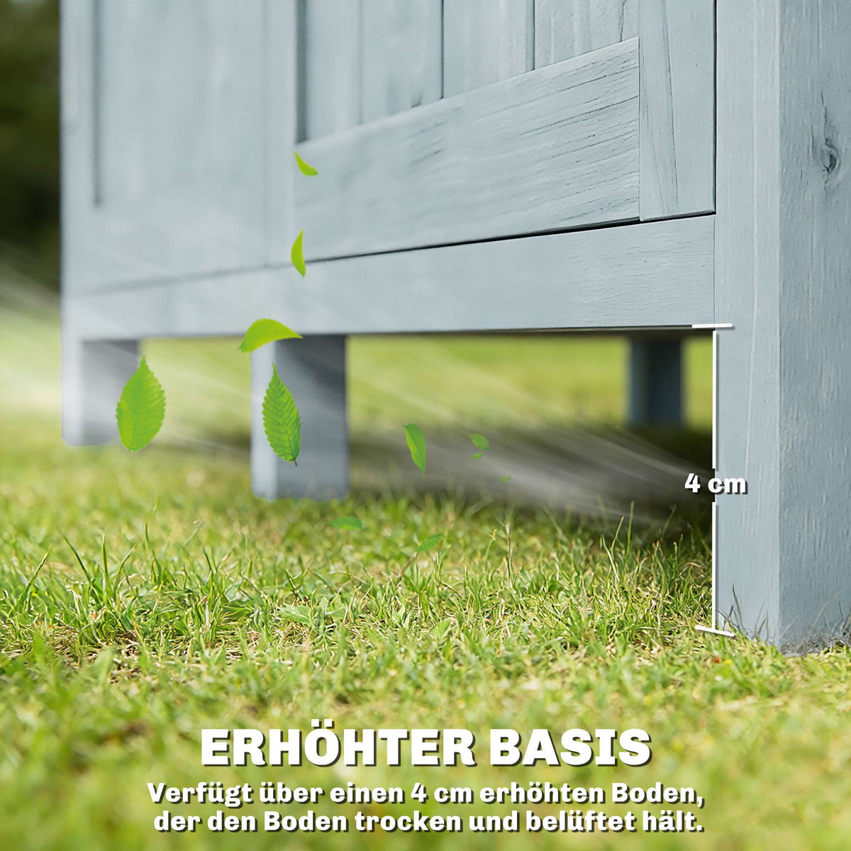 Outdoor Garden Cabinet with Shelves and Hooks, Grey Wood