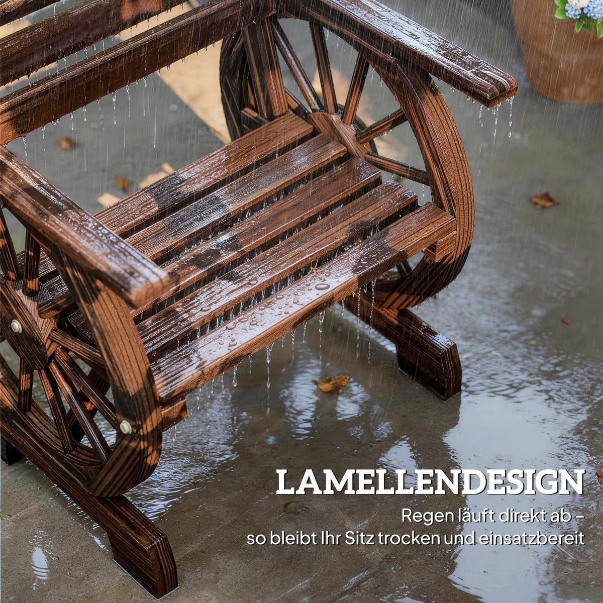 Outdoor Garden Chair, Wagon Wheel Design, Pine & Fir Wood