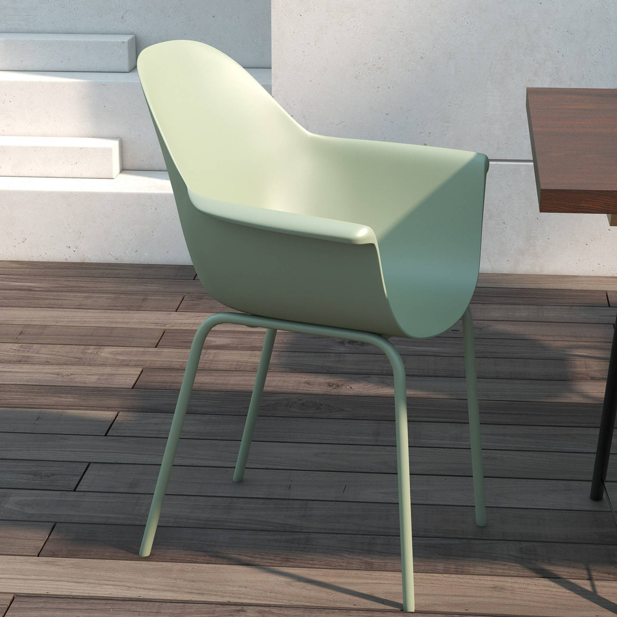 Outdoor Garden Chairs Set of 4, Green, Plastic/Metal, 120kg Capacity