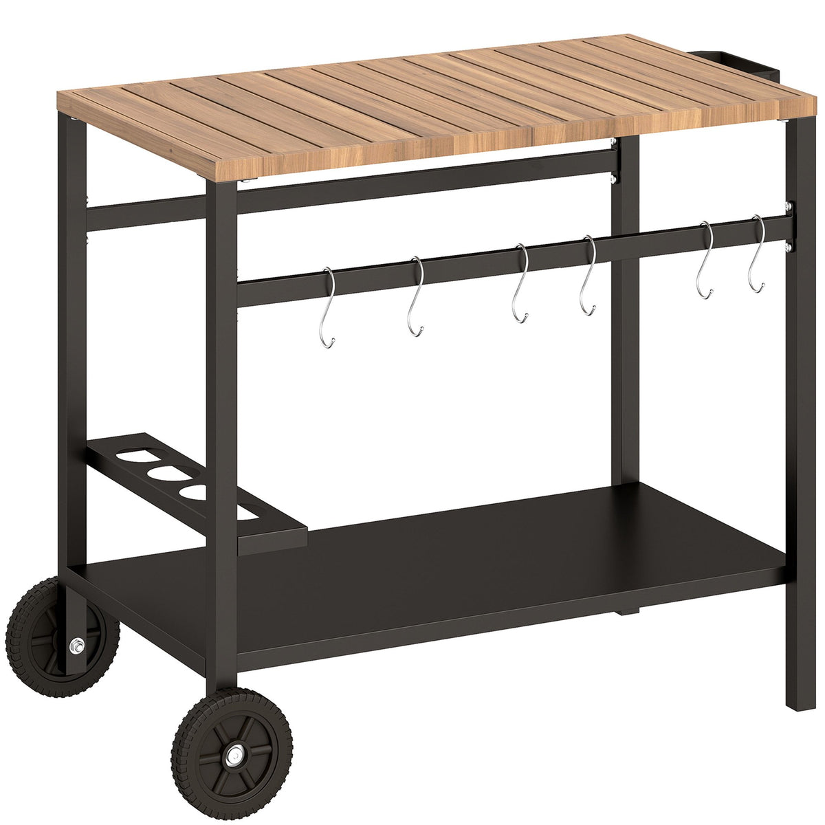 Outdoor Grill Cart with Wheels, Metal, 97x51x83 cm, Black/Brown
