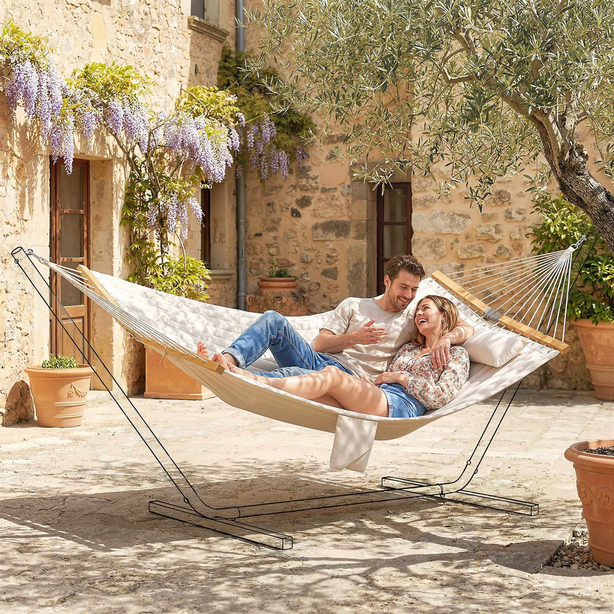 Outdoor Hammock 200x140cm, Double Layer with Pillow & Pocket