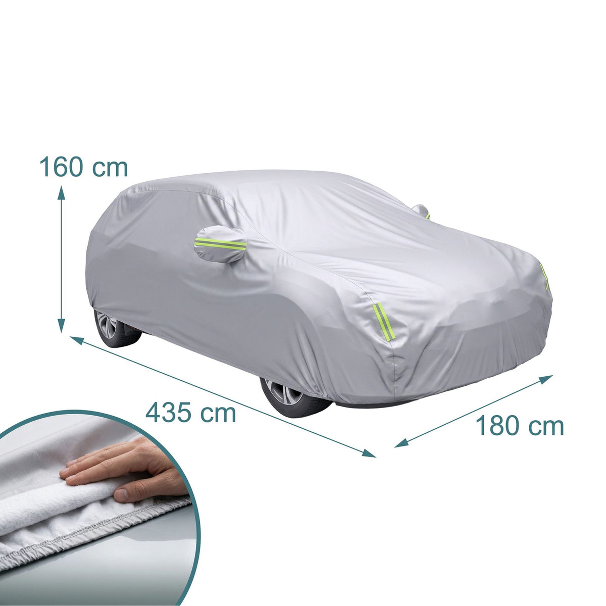 Outdoor Hatchback Car Cover, 400–435 cm, Silver