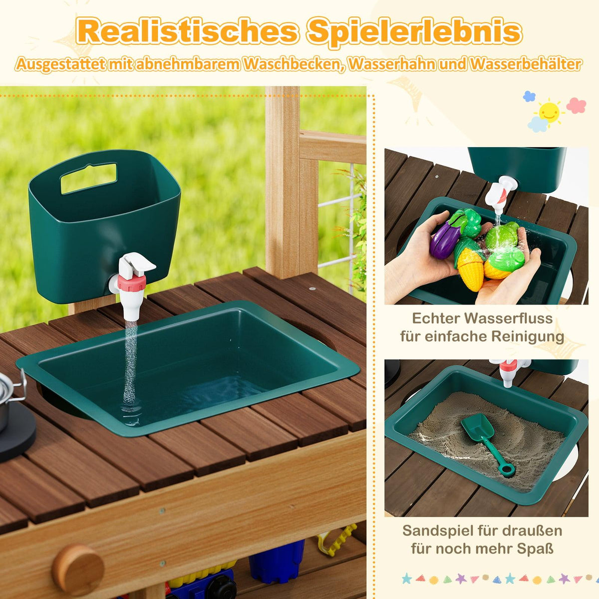 Outdoor Kids Mud Kitchen with Sink & Planter Box
