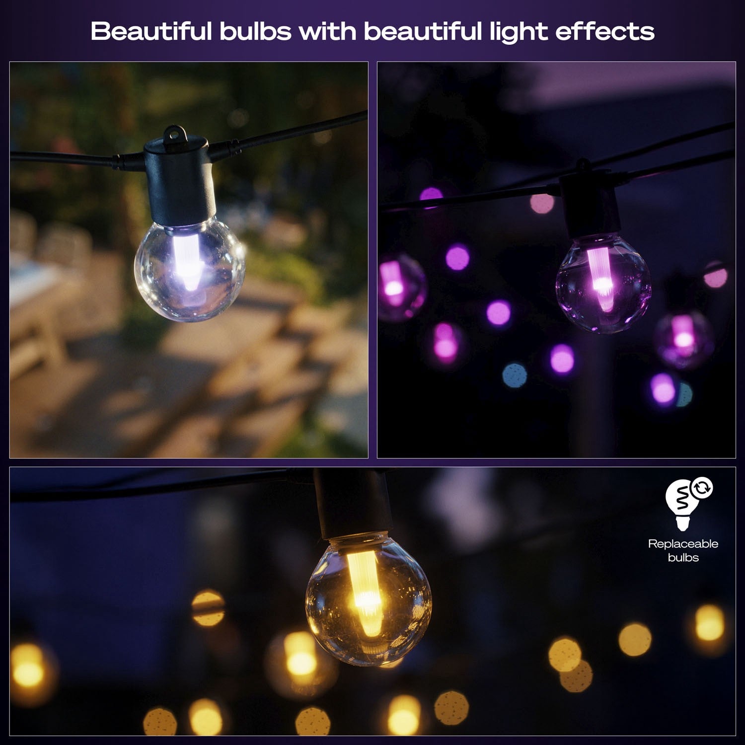 Outdoor LED Globe String Lights 7m, 10 Bulbs