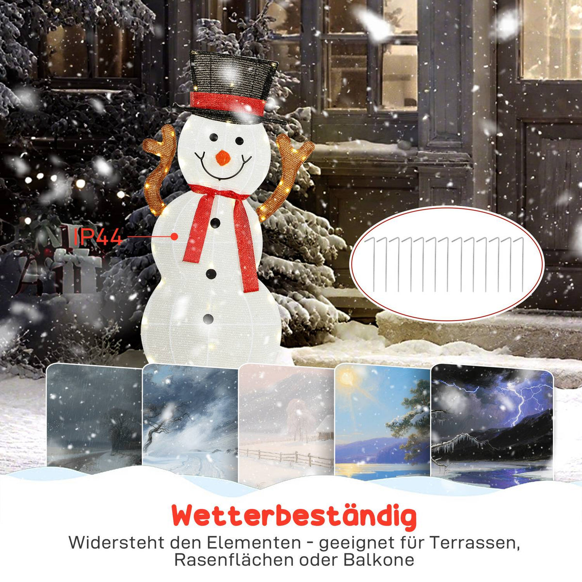 Outdoor LED Snowman Family Decoration, Waterproof, Steel