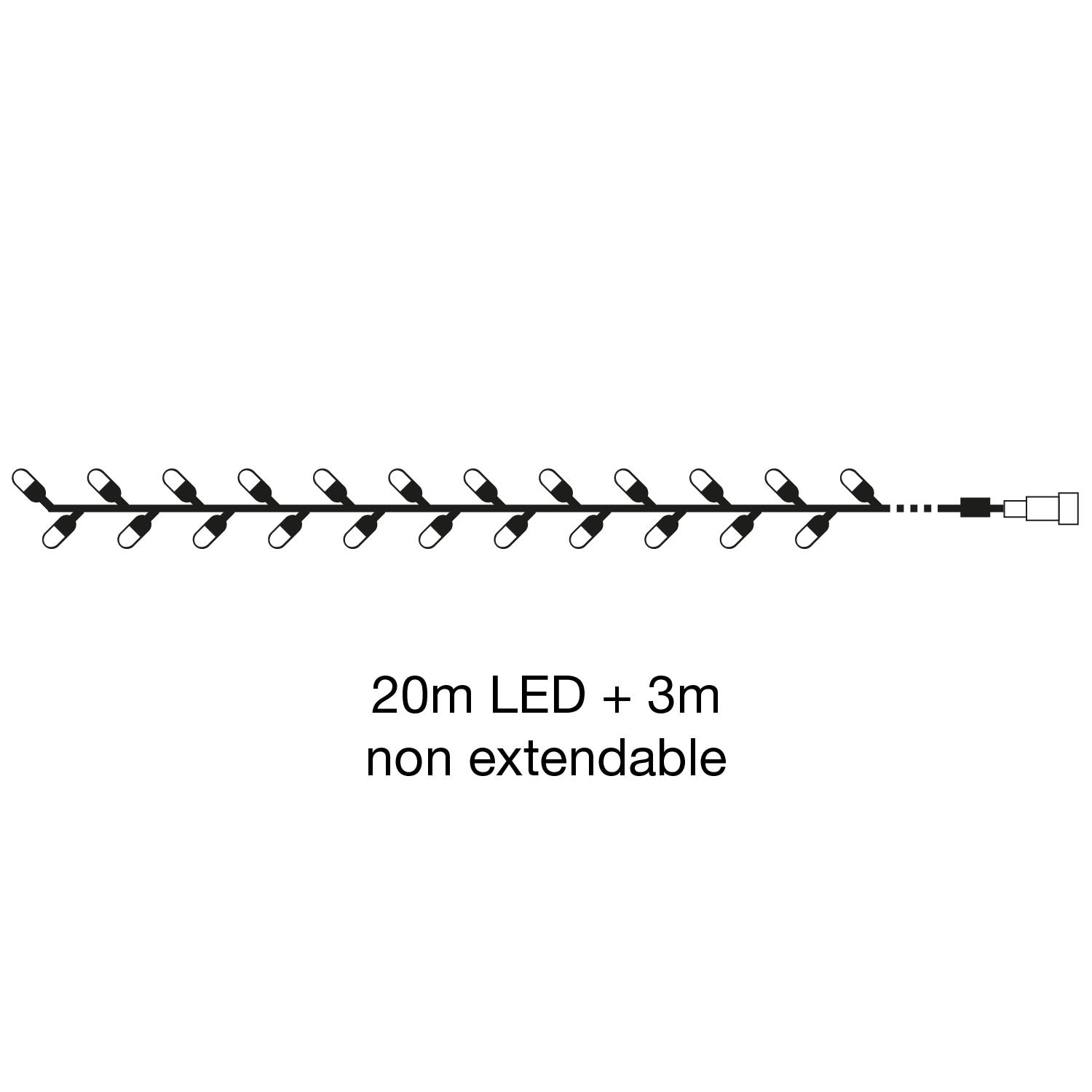 Outdoor LED String Lights 20m, 200 LEDs, Warm White
