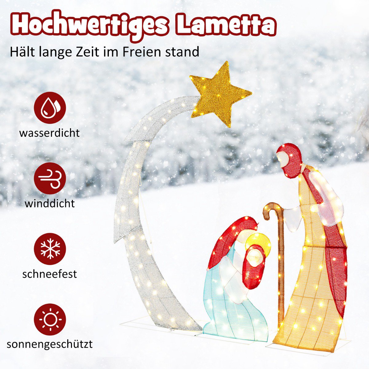 Outdoor Lighted Nativity Set, 151 cm, 140 Warm White LEDs