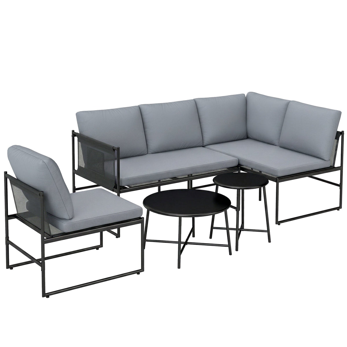 Outdoor Lounge Set for 4-5 People with Sofa & Table
