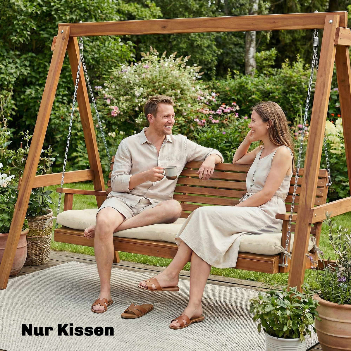 Outdoor Lounger Cushion, 198x65x13cm, Beige, UV50+ Water-Resistant