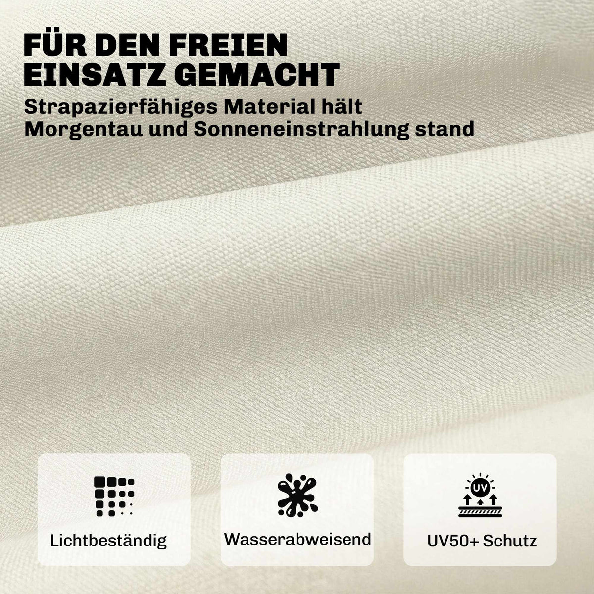 Outdoor Lounger Cushion, 198x65x13cm, Beige, UV50+ Water-Resistant