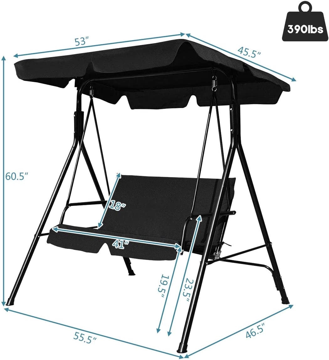 Outdoor Loveseat Swing Glider With Canopy, Cushions