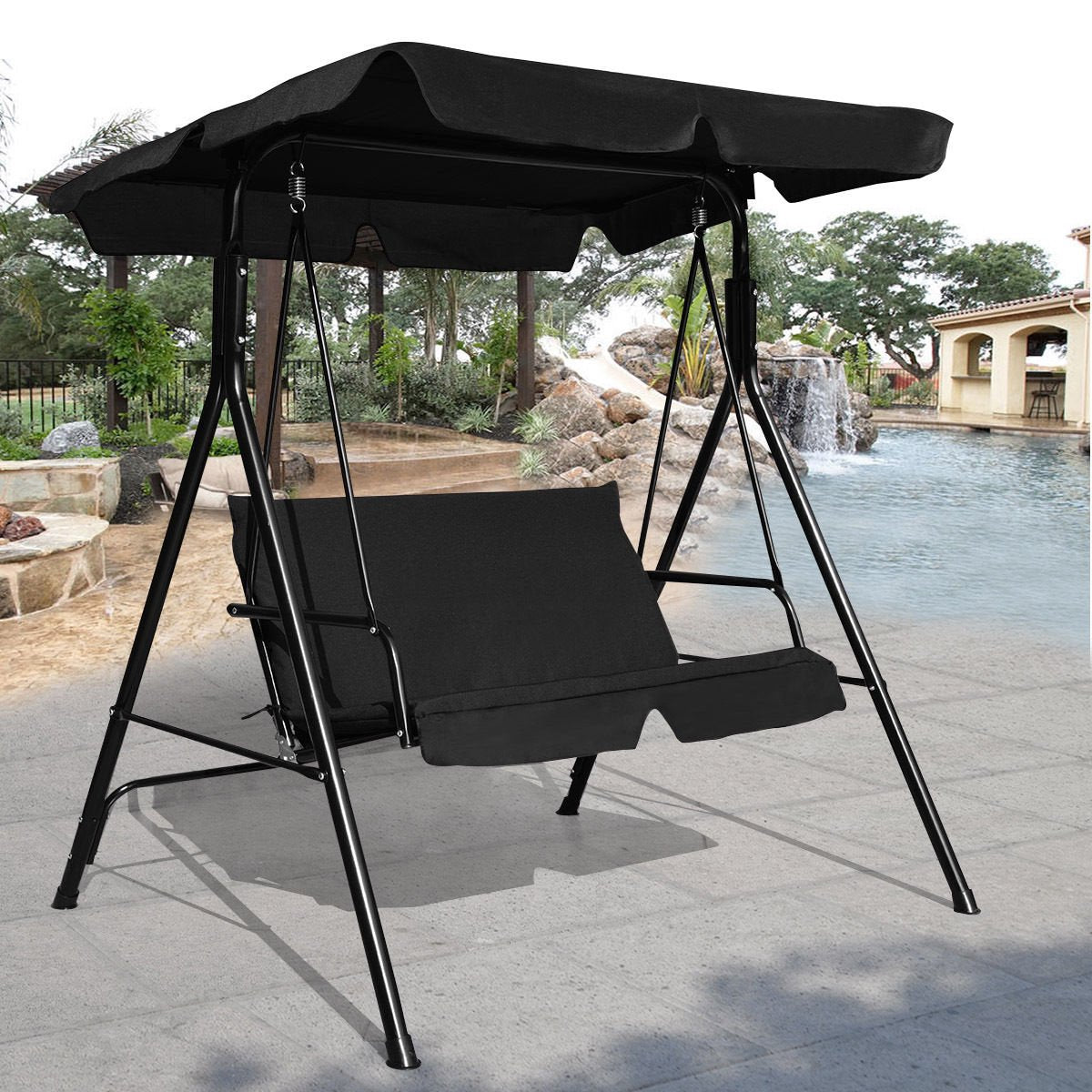 Outdoor Loveseat Swing Glider With Canopy, Cushions