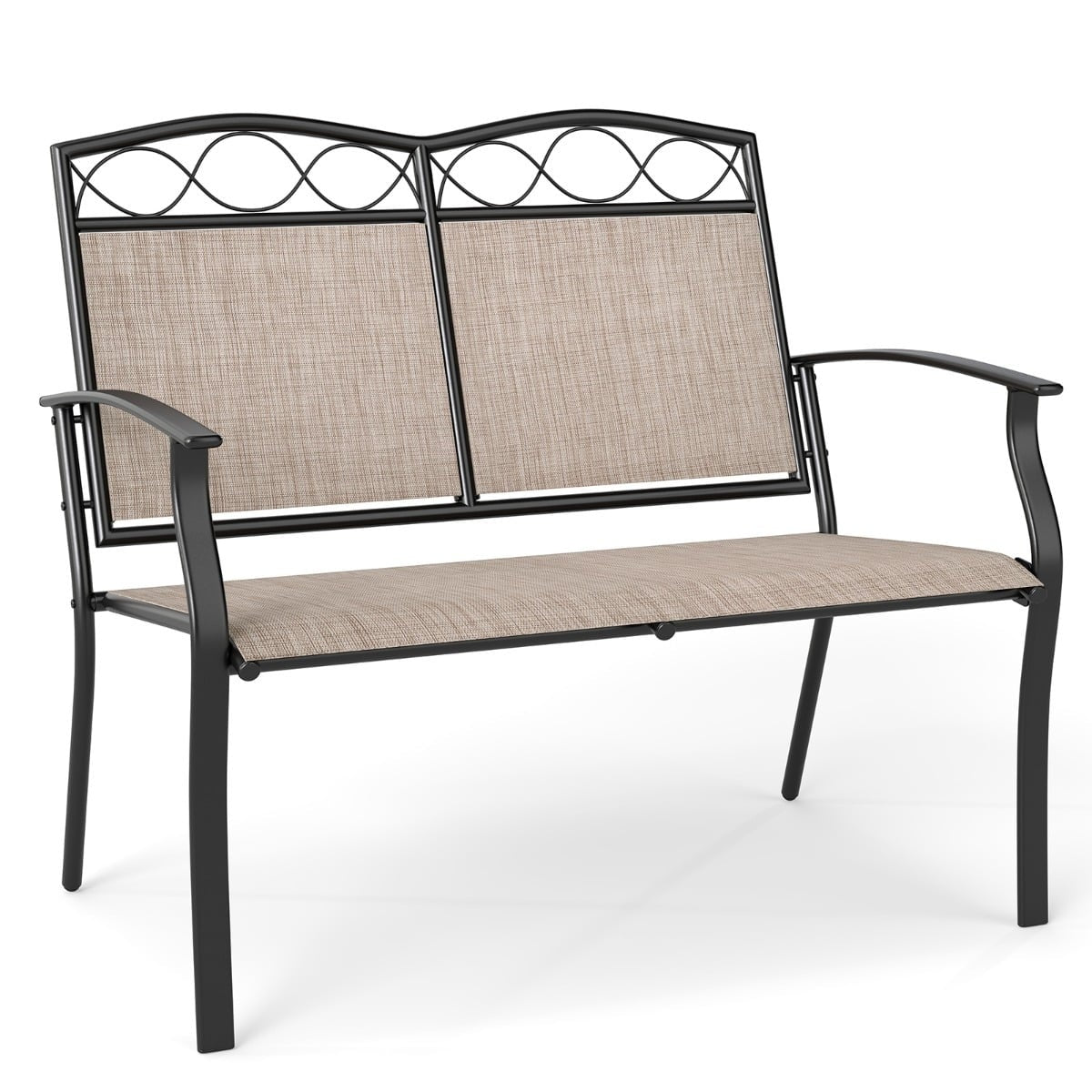 Outdoor Metal Bench for 2, 300kg Capacity, Quick-Dry Fabric
