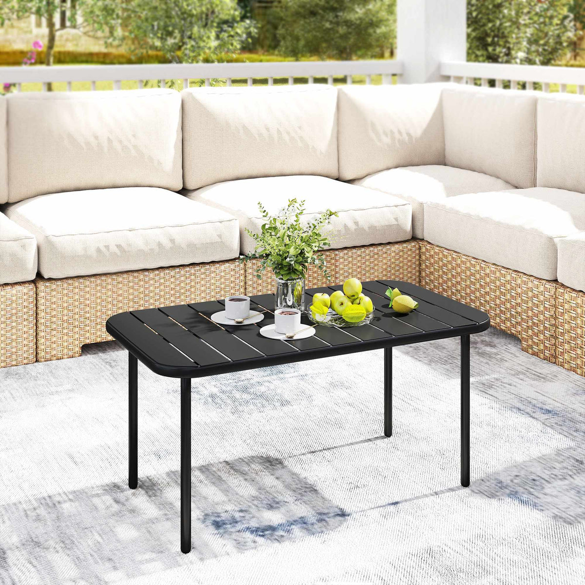 Outdoor Metal Patio Table, Weatherproof, 90x50x43 cm