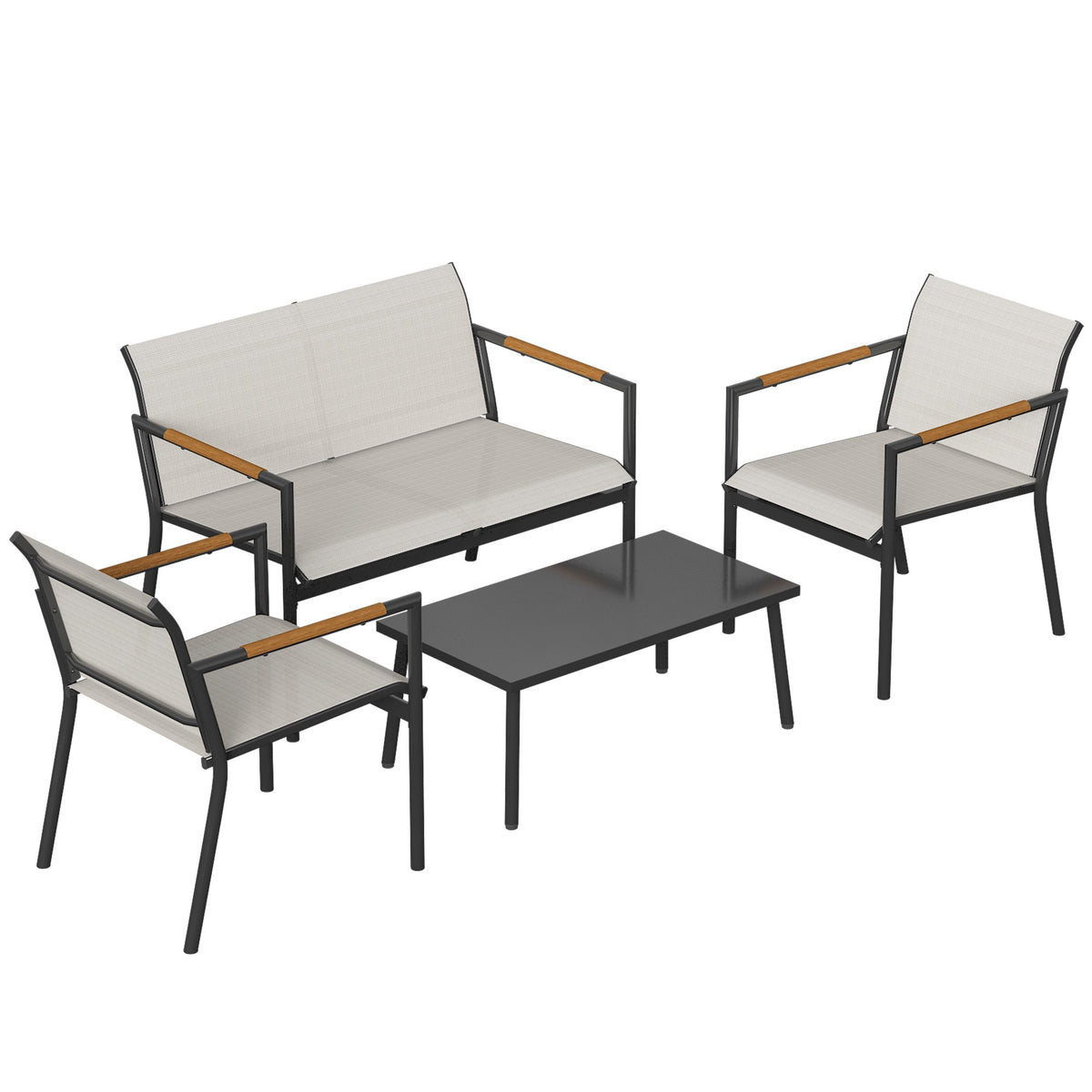 Outdoor Patio Furniture Set for 4 with Sofa, Chairs, Table