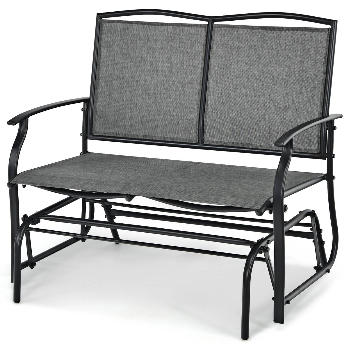 Outdoor Patio Rocking Loveseat, 2-Person Steel Frame