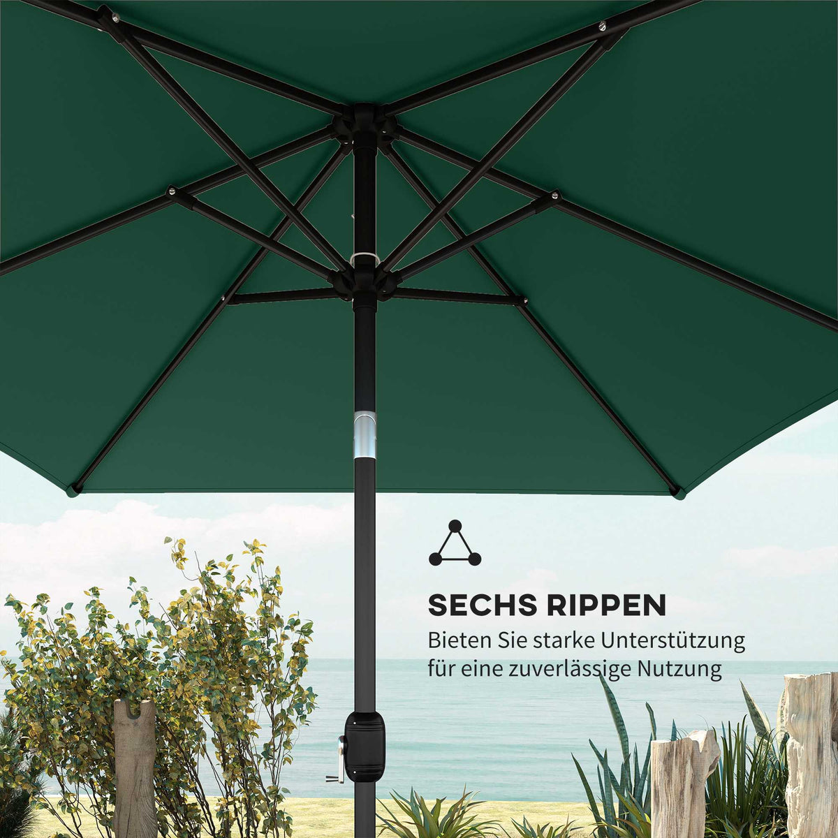 Outdoor Patio Umbrella, Adjustable Tilt, 300x200 cm
