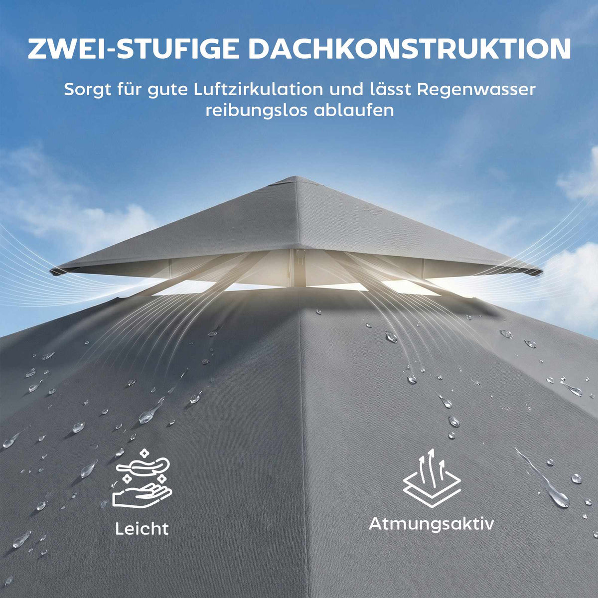 Outdoor Pavilion with Retractable Roof, UPF 30+ Protection