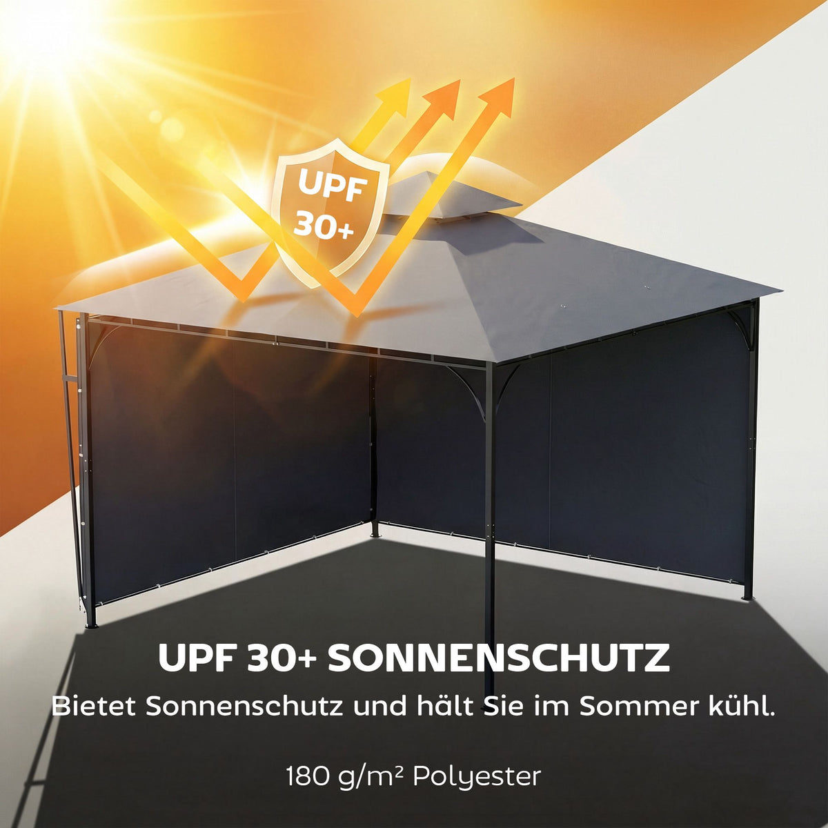 Outdoor Pavilion with Retractable Roof, UPF 30+ Protection