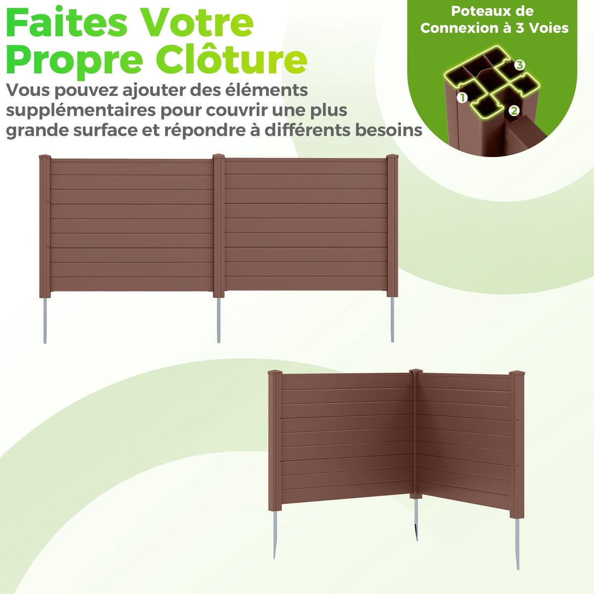 Outdoor Privacy Fence Screen 122 x 95 cm, 2 Panels, Brown