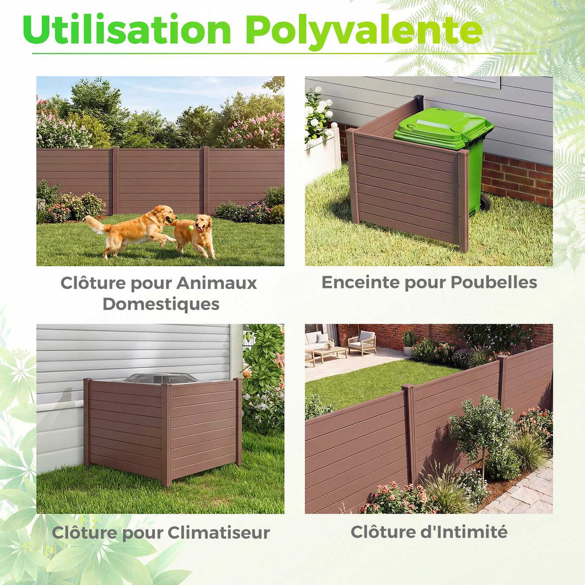 Outdoor Privacy Fence Screen 122 x 95 cm, 2 Panels, Brown