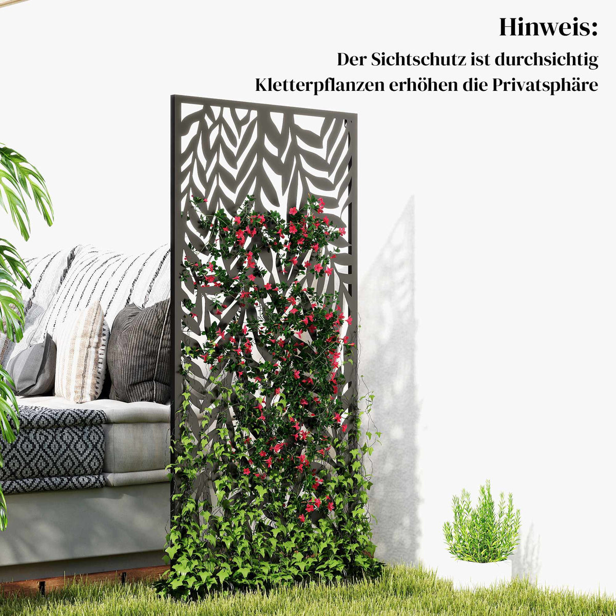 Outdoor Privacy Screen, Metal, 65x130 cm, Black