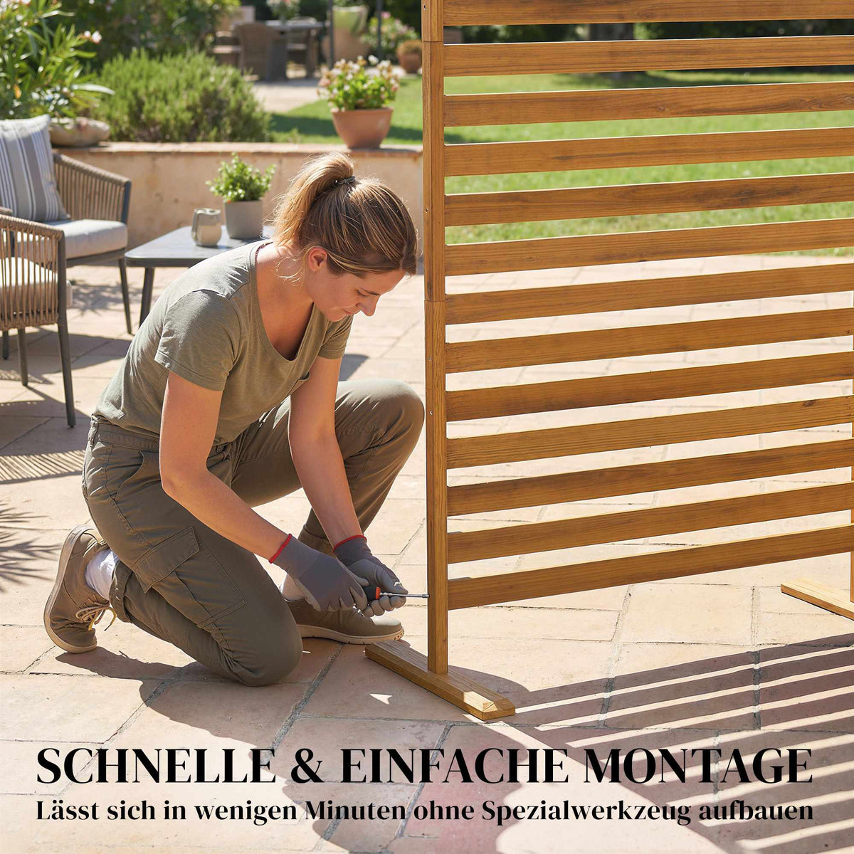 Outdoor Privacy Screen, Natural Wood, 80x170 cm