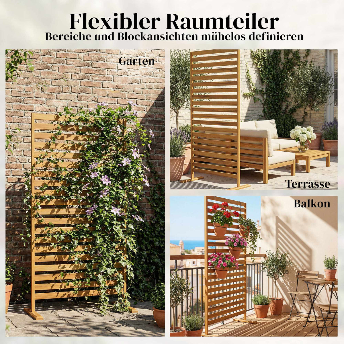 Outdoor Privacy Screen, Natural Wood, 80x170 cm