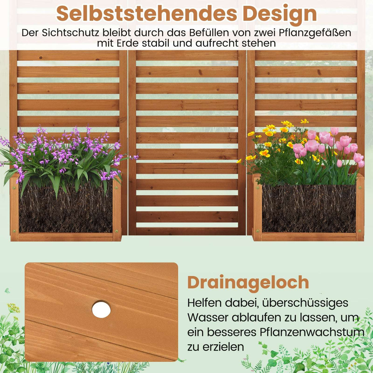 Outdoor Privacy Screen with Planter Boxes – 2-in-1 Design