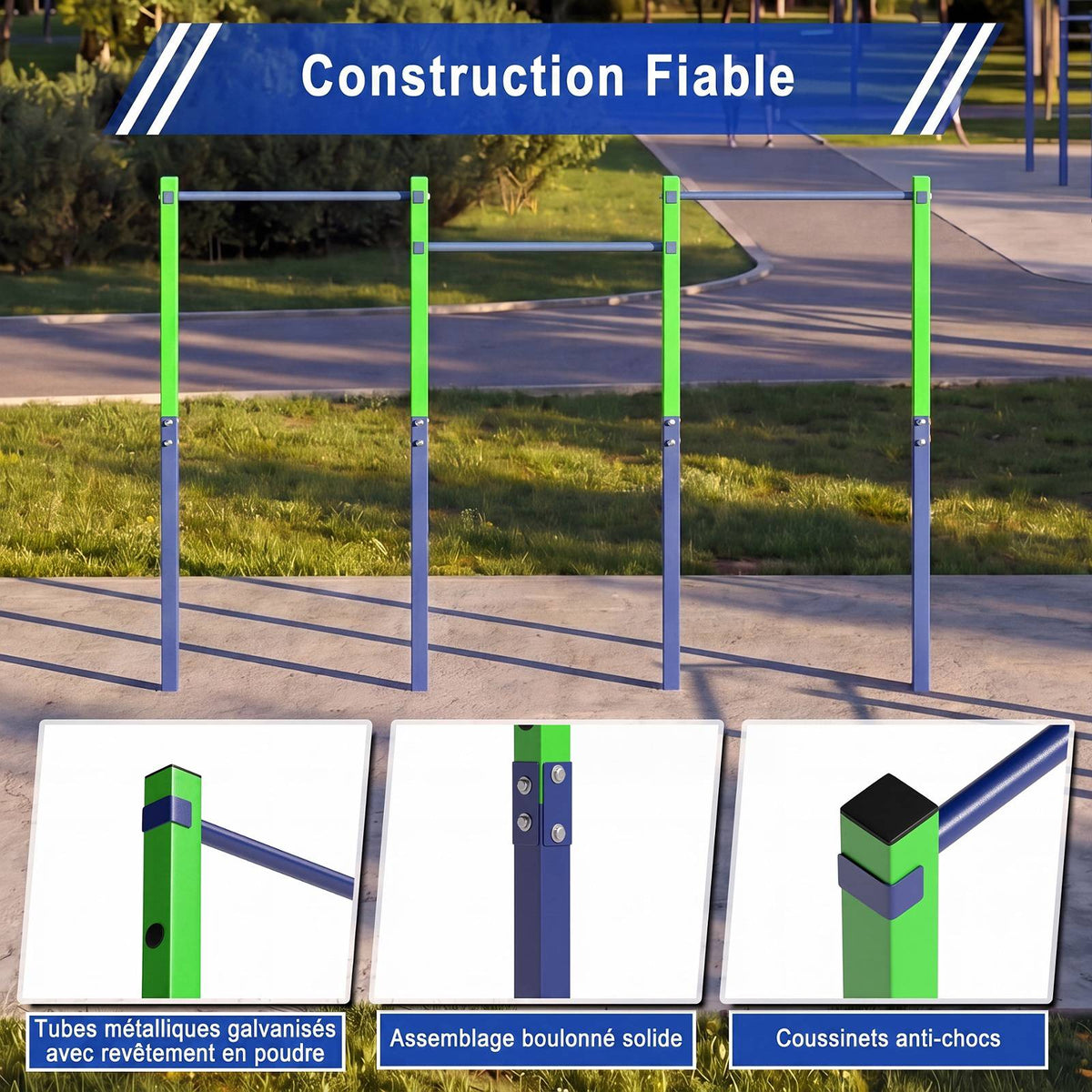 Outdoor Pull-Up Bar, Adjustable Height, 330kg Capacity