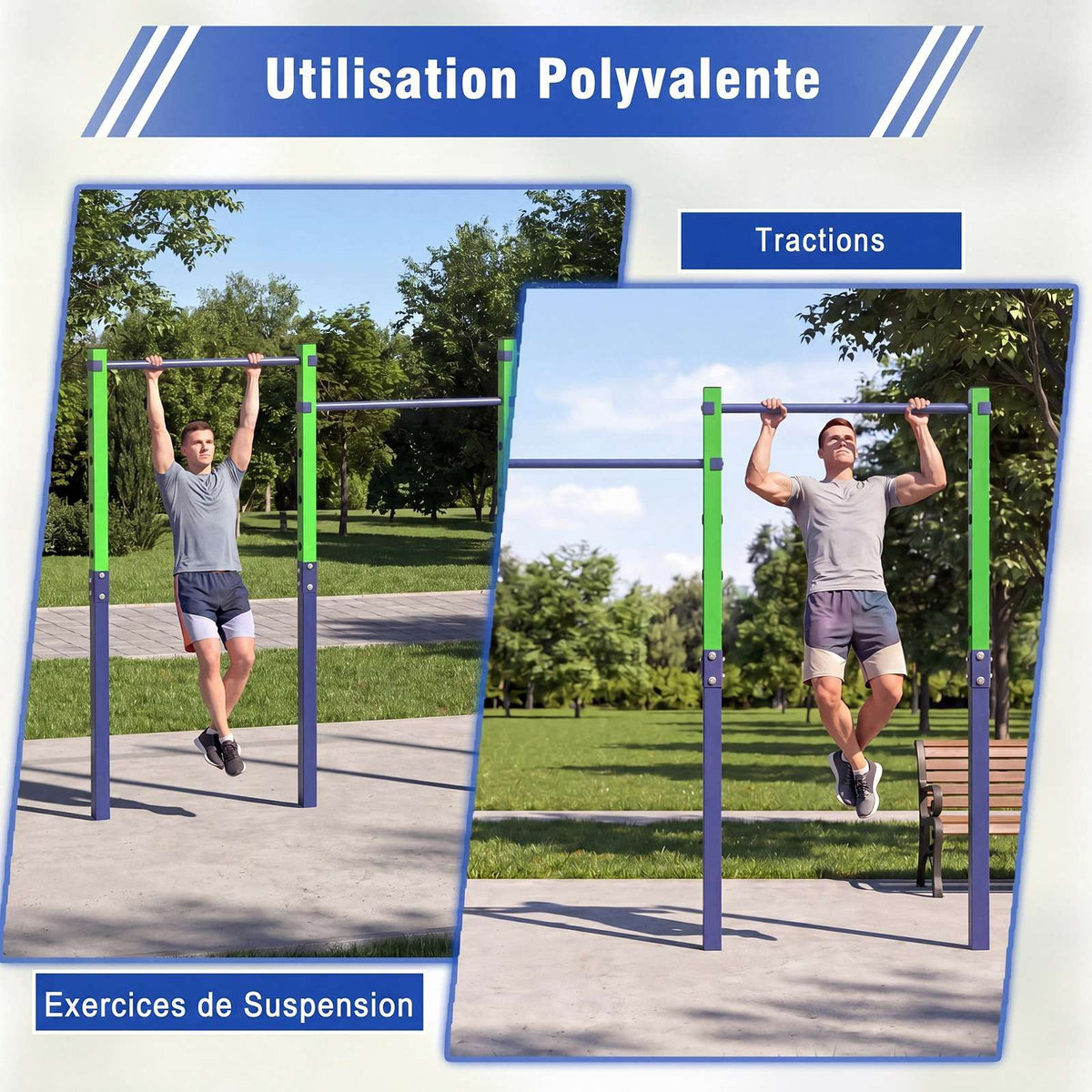 Outdoor Pull-Up Bar, Adjustable Height, 330kg Capacity