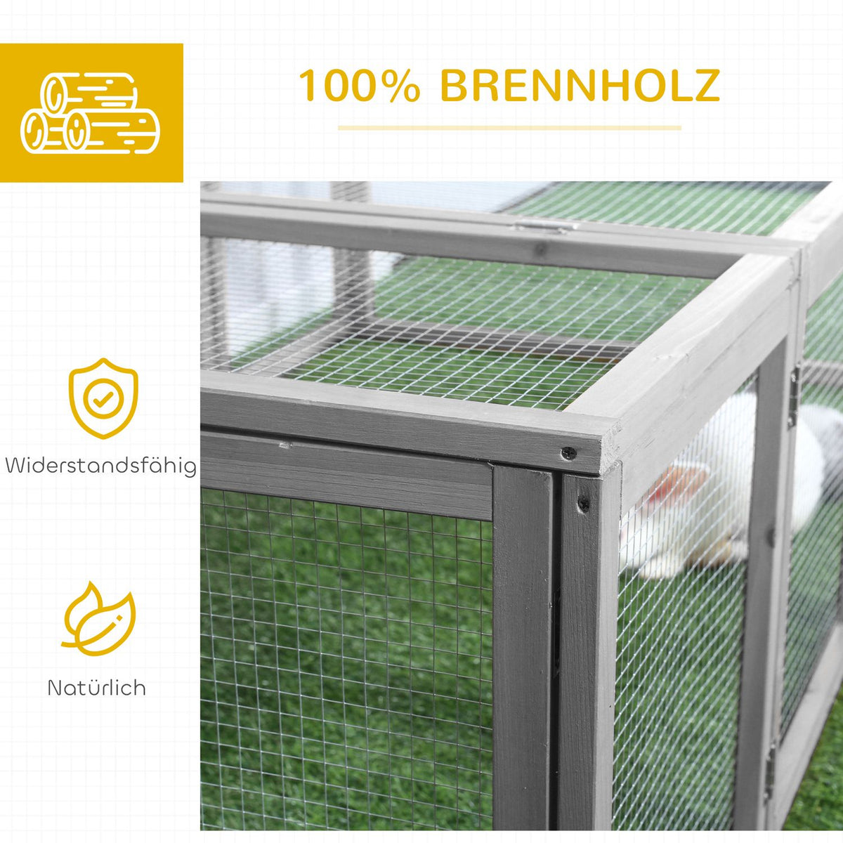 Outdoor Rabbit Hutch, Weatherproof Fir Wood, 181x100x48cm