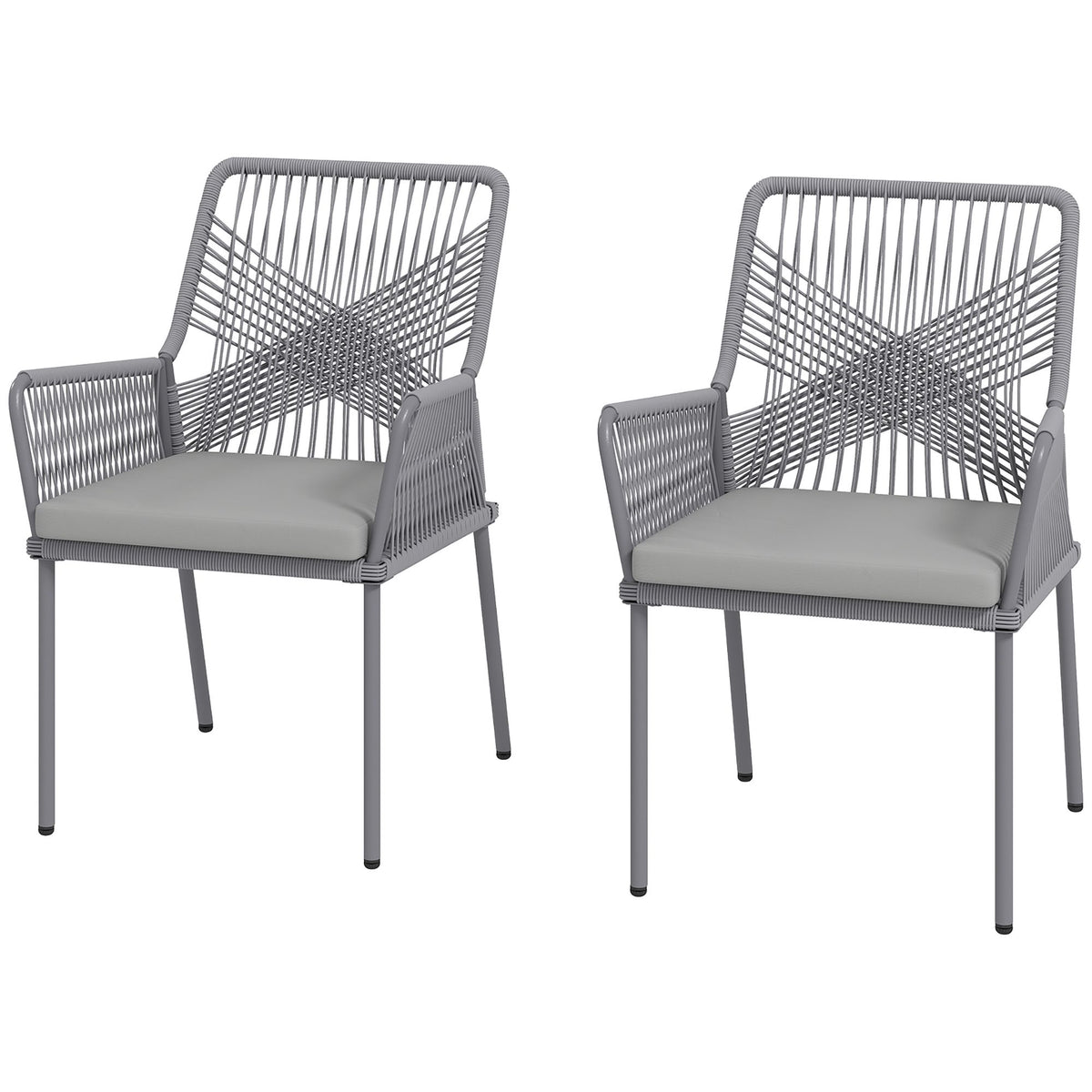 Outdoor Rattan Chairs Set of 2, Dark Grey, Washable Cushions