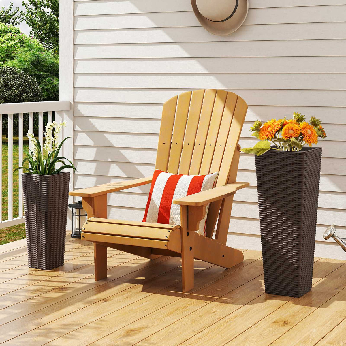 Outdoor Rattan Planter Set, 2 Sizes, Inner Pots, Drainage