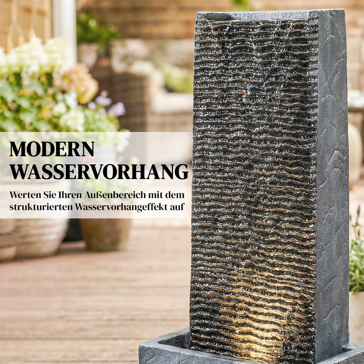 Outdoor Resin Water Fountain with LED Lights, 80 cm