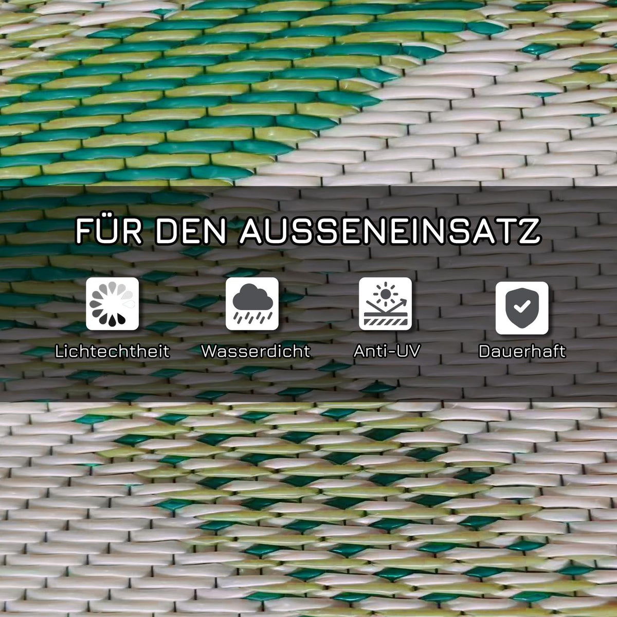 Outdoor Rug Large Reversible Rug With Carry Bag, Water-Repellent, For Camping & Patio, Green, 365X274Cm