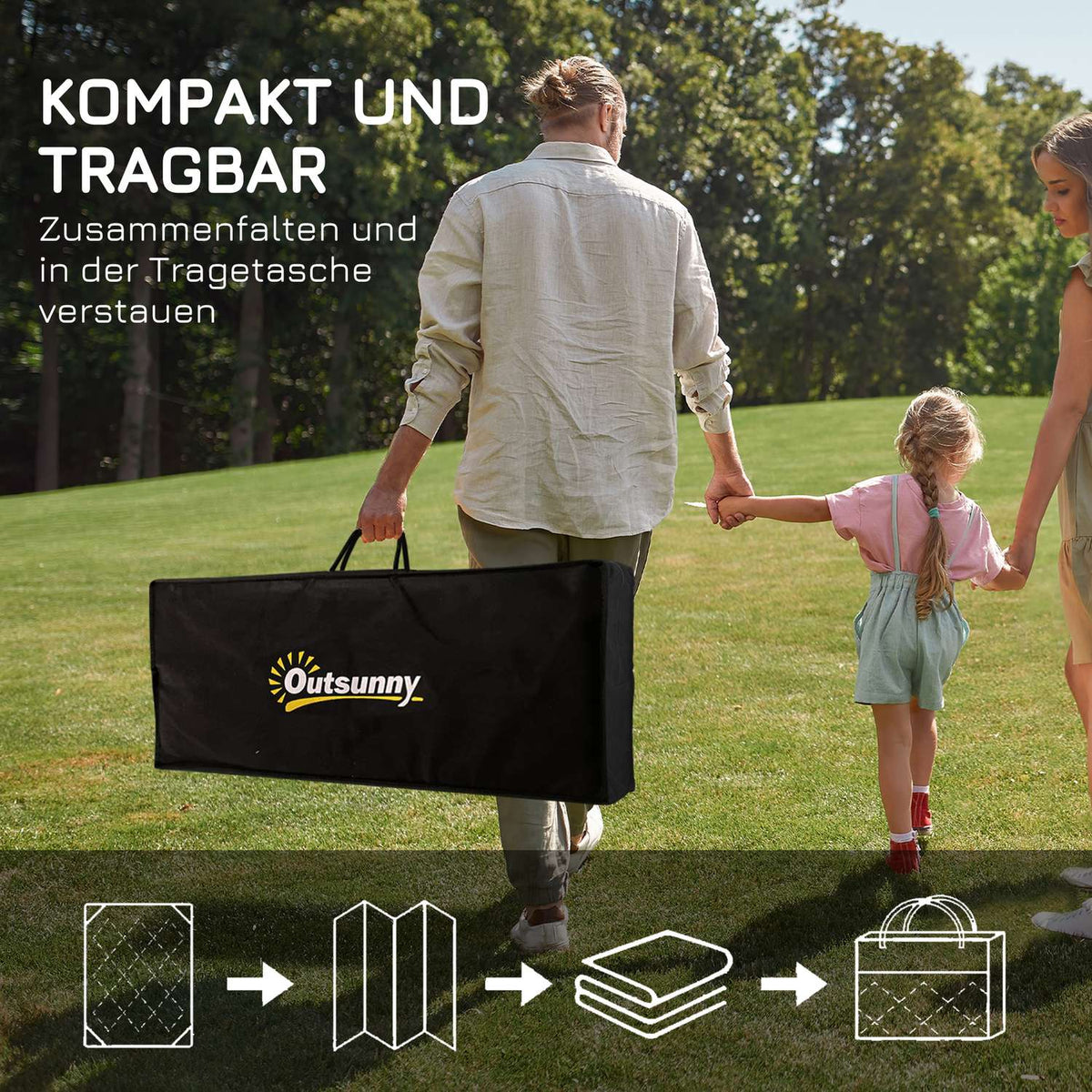 Outdoor Rug Large Reversible Rug With Carry Bag, Water-Repellent, For Camping & Patio, Green, 365X274Cm