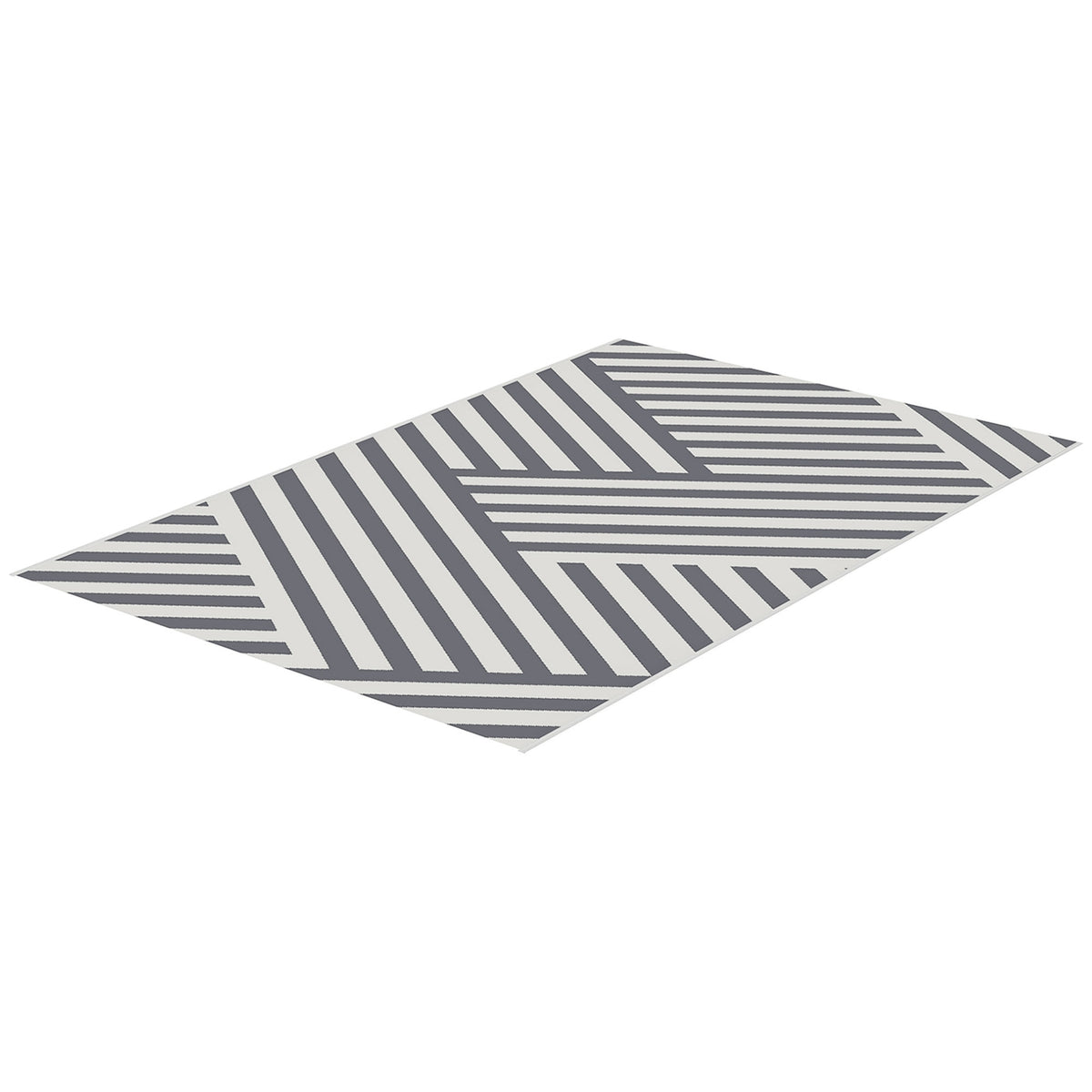 Outdoor Rug Reversible Garden Rug With Carry Bag, Ideal For Camping & Balcony, Light Gray + Cream, 182X274Cm
