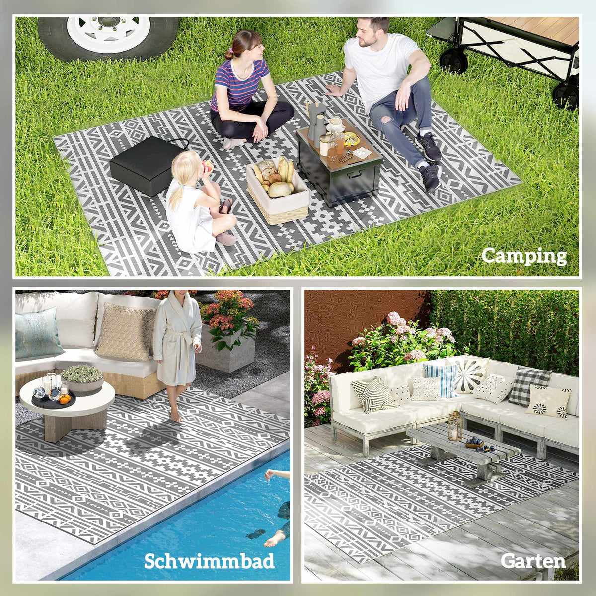 Outdoor Rug, Reversible Waterproof Polypropylene, 182x274 cm